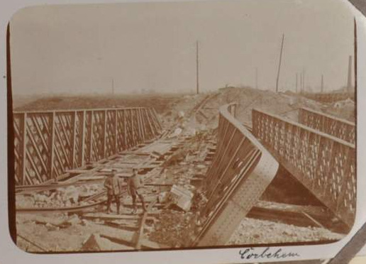 Fichier:Corbehem pont détruit grande guerre.jpg
