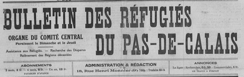 Bulletin des réfugiés du Pas-de-Calais